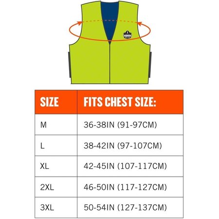 Ergodyne Evaporative Cooling Vest, Embedded Polymers, Zipper Closure, Lime, 2XL EGO12536